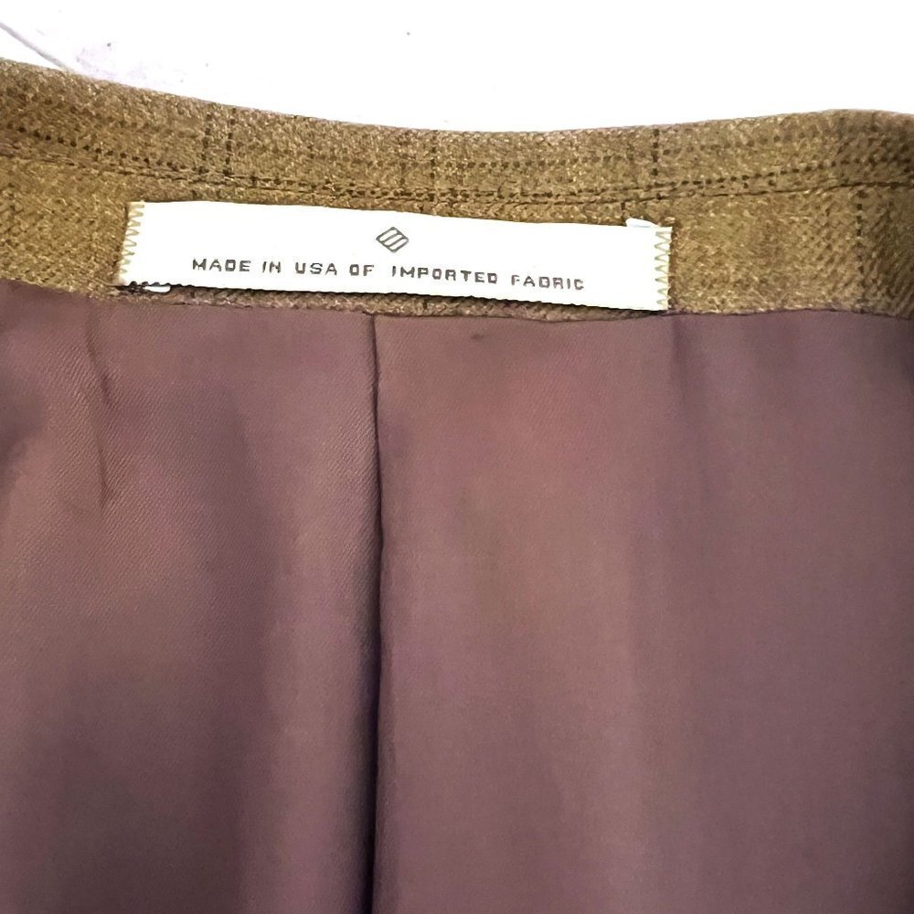 Joseph Abboud for Von Maur Wool Silk Brown Tan Windowpane Plaid Sports Coat 44R - Picture 4 of 14